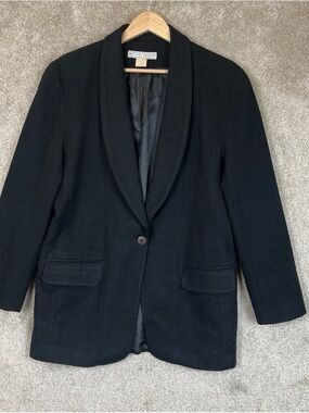 Whitney Brooks Vintage Jacket Womens 12 Black Wool Button Lined Blazer- 4566